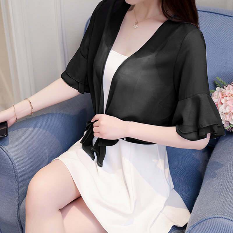 2022 New Sun Protection Clothing with Sling Skirt Small Shawl Women's Summer Outdoor Chiffon Top Cardigan Coat Thin