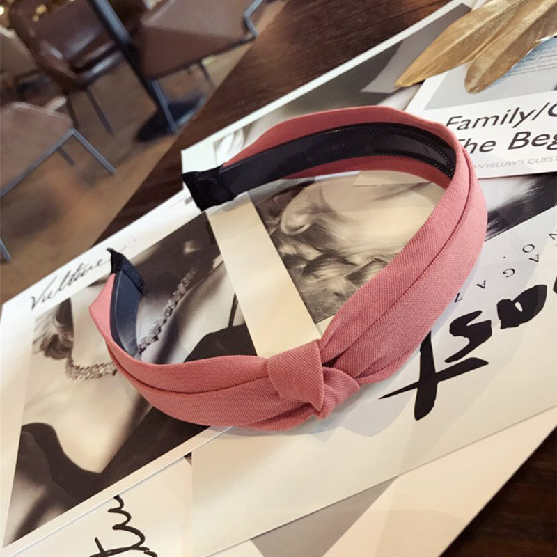 Solid Color Knotted Hairband For Women Girls Non-Slip Double Side Elegant Hair Band Ladies Casual Outdoor Hair Accessories