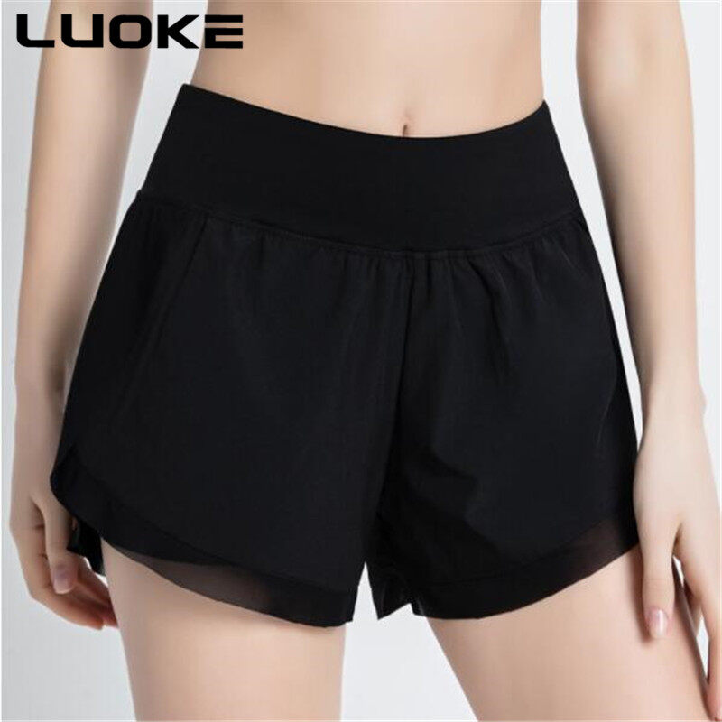 LUOKE Sport Shorts Women 2 In 1 Running Short Pants for Women Sports Shorts Women's Loose and Quick-drying Running Fitness Pants with Anti-glare High-waist Yoga Pants