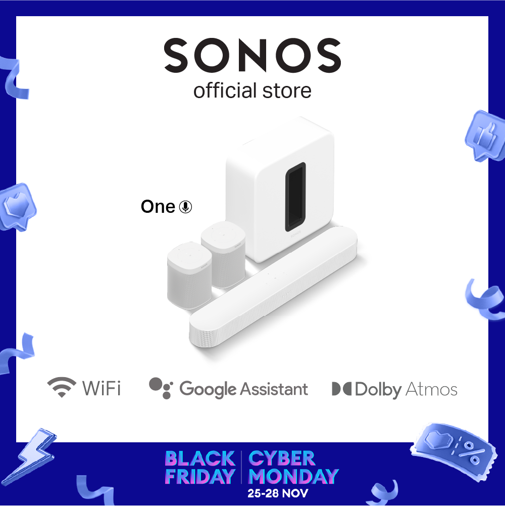 5.1 Sonos Beam (Gen 2) Soundbar For TV With Dolby Atmos Set with One and Sub - Wireless Home Theater System [Deliver in Early Dec]