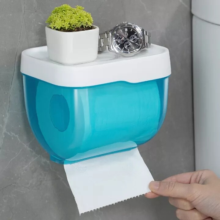 【Ready Stock】Waterproof Toilet Tissue Paper Roll Holder Wall Mount Storage Box / Bathroom Shelf Toilet Tissue Paper Roll Holder