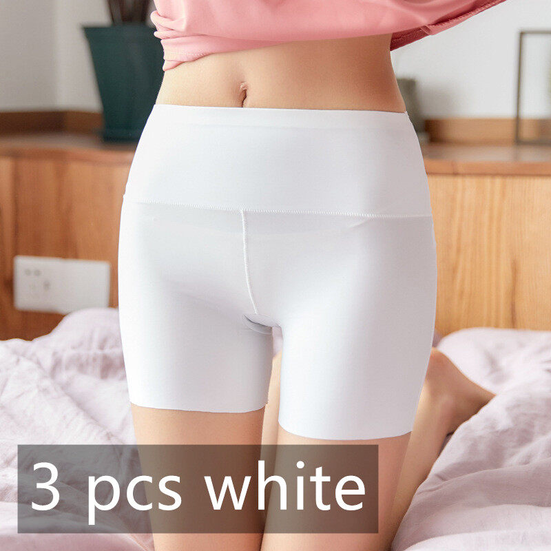 Yingbao L-4XL 3pcs Ice Silk Safety Pants for Women Seamless Stretch Summer Big Size High Waist Ladies Shorts Plus Size