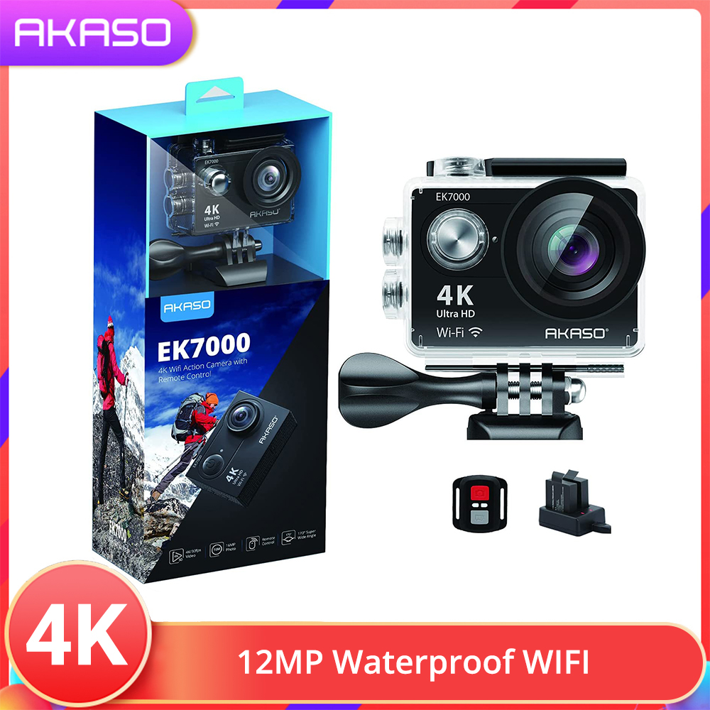 AKASO EK7000 4K 25Fps & 2.7K 30Fps WiFi Sports Action Camera Ultra HD Waterproof DV Camcorder 12MP 170 Degree Wide Angle