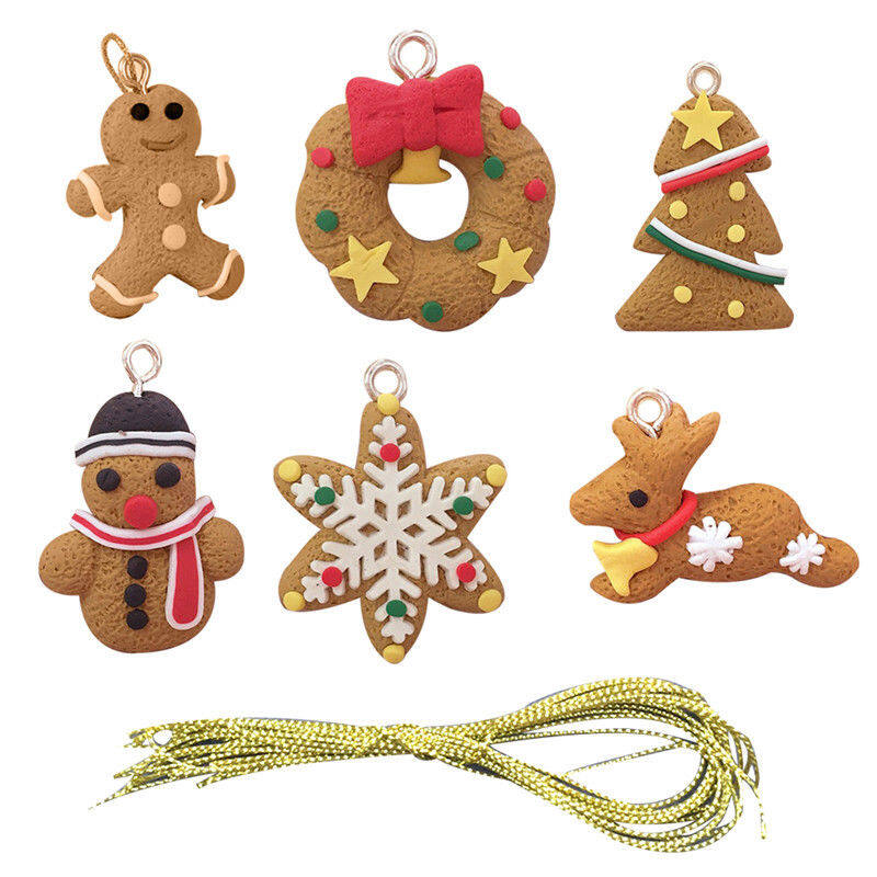 1 Set Christmas Cute Gingerbread Man Pendant/ Charm Christmas Ornaments/ Deer Snowman Xmas Tree Hanging Decoration