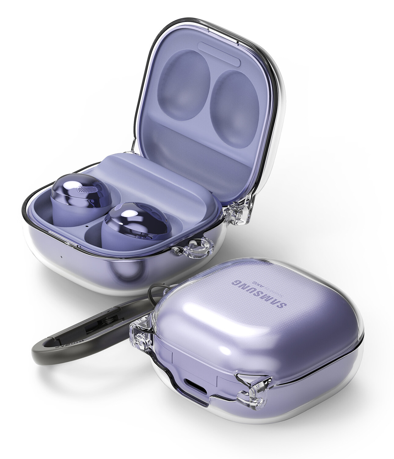 Ringke Hinge Case Designed for Samsung Galaxy Buds 2 (2021) / Galaxy Buds Pro (2021) / Galaxy Buds Live (2020) with Carabiner