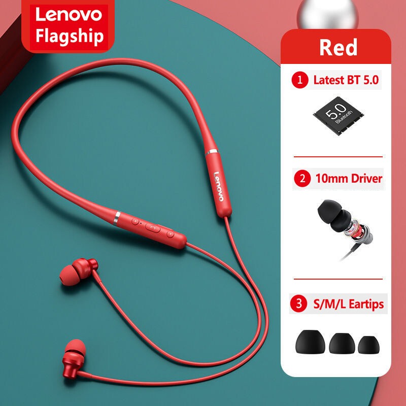 Lenovo XE05 Wireless Bluetooth 5.0 Earphone Stereo Noise Reduction Earbuds Waterproof Sports Headset Magnetic Neckband Headphone With Mic for IOS Android Universal