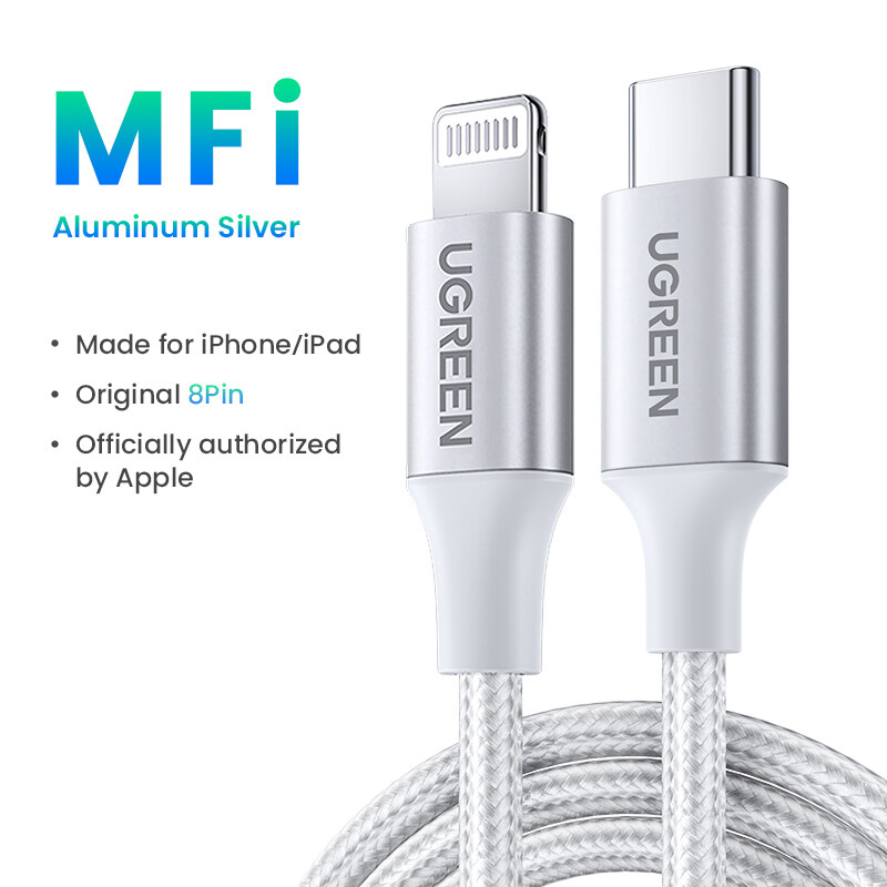 UGREEN MFI PD 20W Charger USB C Type-C to Lightning Cable Nylon Braided Fast Charger Data Sync Compatible for iPhone 14 13 Pro Max iPhone 14 Plus iPhone 12 11 Pro Max iPad Pro 10.5 /12.9