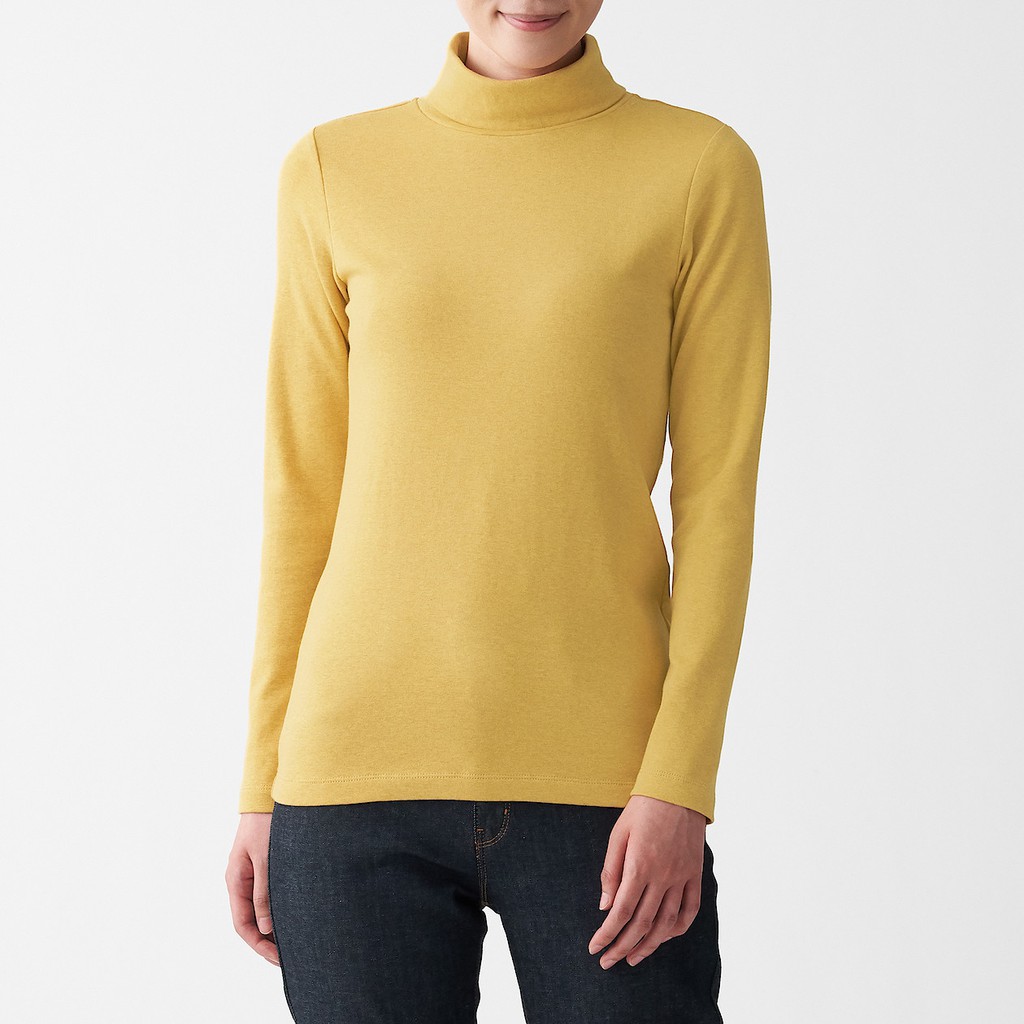 MUJI Stretch Rib Knit Turtle Neck Long Sleeve T-Shirt