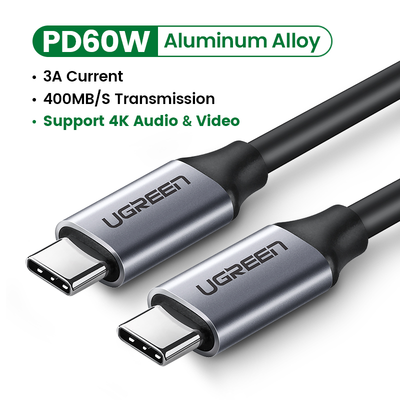 UGREEN 60W USB C Fast Charging 4K60Hz Cord Video Cable QC4.0 20V3A Charger Data Line 1.5m for PS5 Switch SAMSUNG S22 Xiaomi MacBook ipad Gaming Latops 400Mbps USB C to USB C Cable Delivery Charging Co