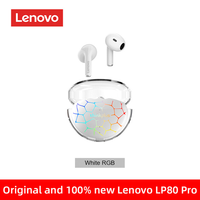 Original Lenovo LP80 Pro TWS Bluetooth 5.3 Headset RGB Sports HIFI Dual Noise Reduction Wireless Low Latency Gaming Earphone
