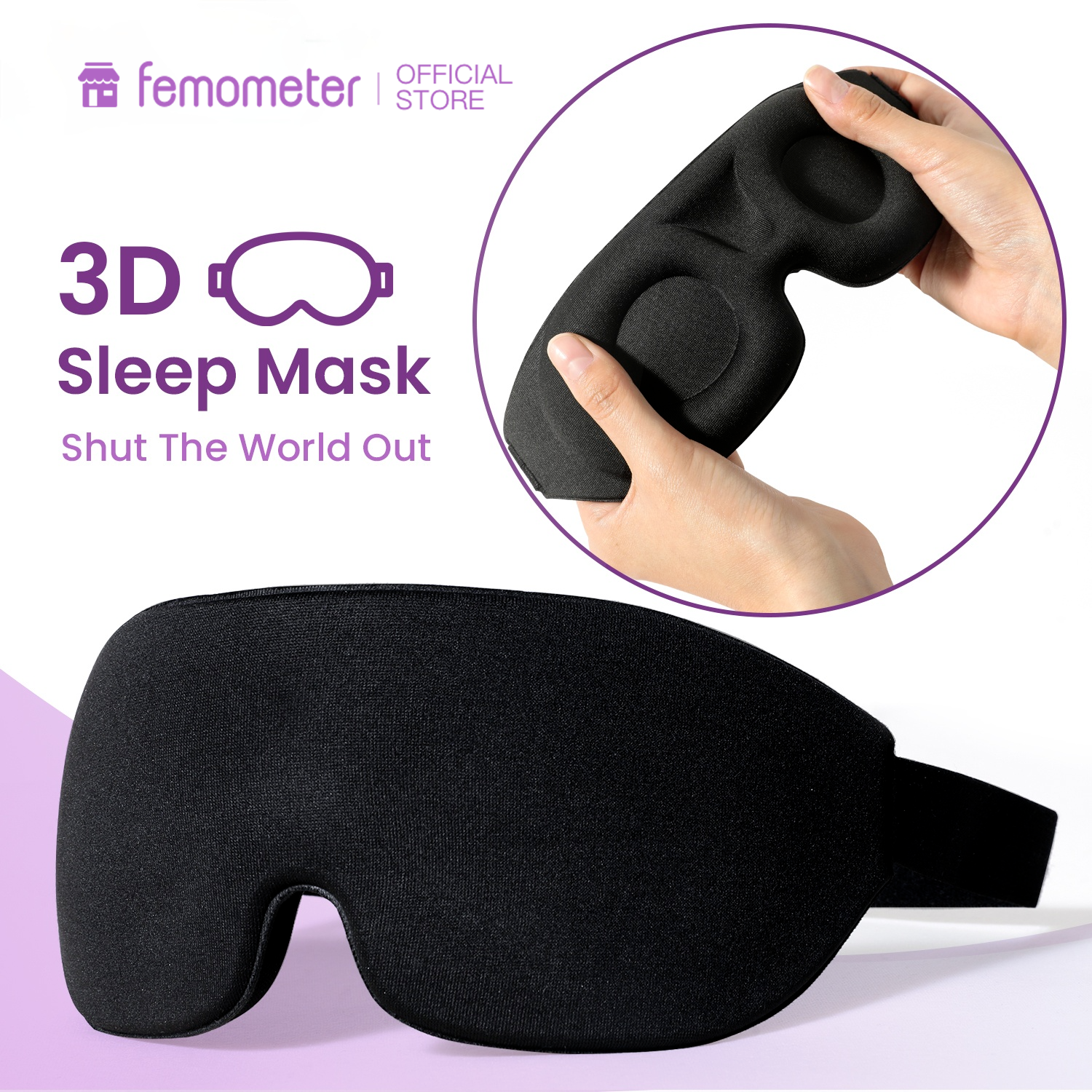 Femometer Sleep Mask Men Women Eye Patch 3D Blackout Eye Mask for Sleeping soft Portable Blindfold Travel Comfy Eyepatch