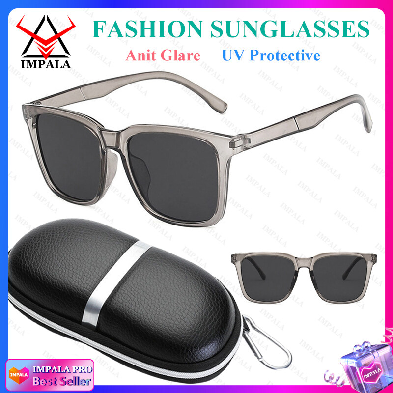 IMPALA QT1612L Fashion Sunglasses for Men and Women Anti Glare Sun Glasses UV400 Protective Block Sunshine Driving Traveling Eyewear with Buckle Box