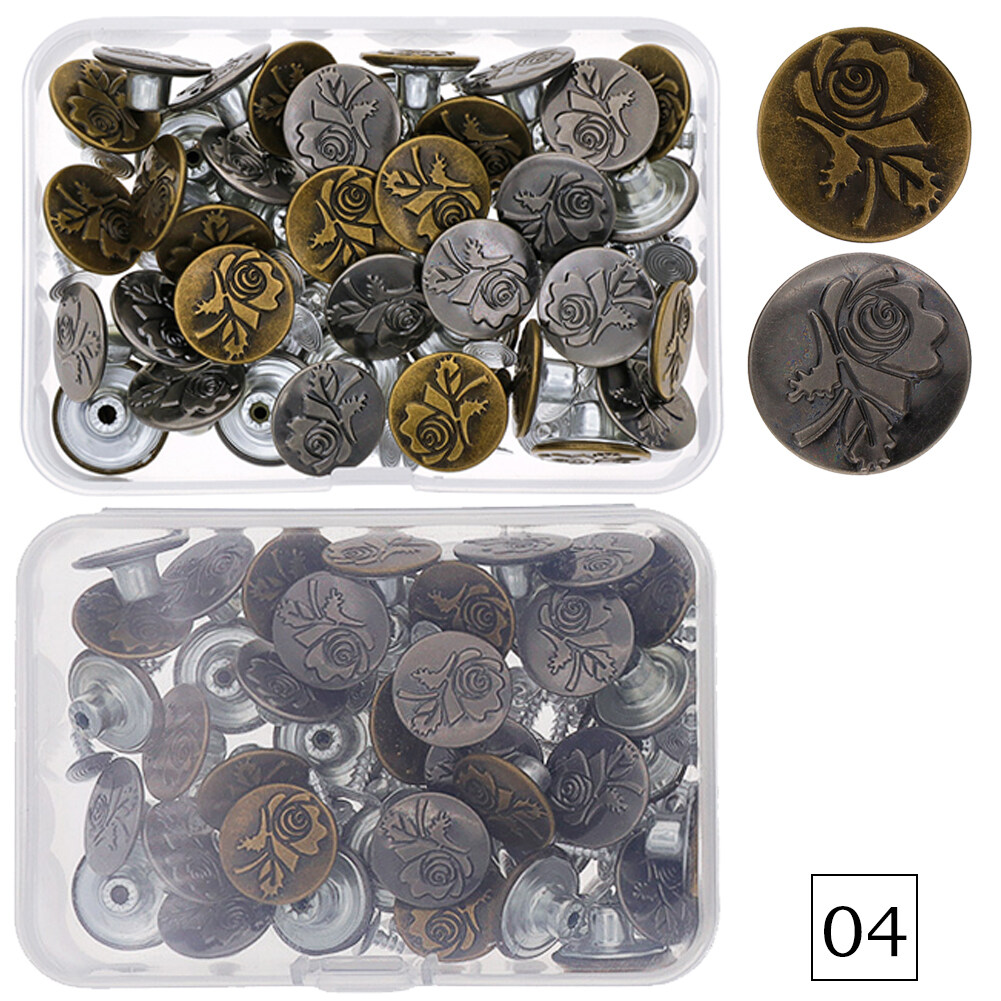 40 Sets Jeans Button Tack Buttons Metal  Gold Replacement Craft Working Kit for Sewing Crafts