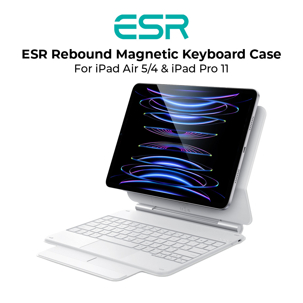 ESR Rebound Magnetic Keyboard Case, iPad Case with Keyboard Compatible with iPad Pro 11/iPad Air 5/4, Easy-Set Floating Cantilever Stand, Precision Multi-Touch Trackpad, Backlit Keys
