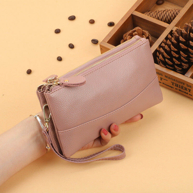 Women's Clutch Women's Wallet Long Double Zipper 2022 New Large Capacity Handbag Coin Purse Soft Leather Mobile Phone Bag