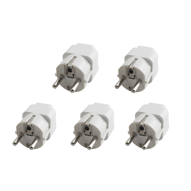 5 Pieces Universal 2 Pin UK US AU To EU EURO France Germany Korea Travel AC Plug Adapter Adaptor Convert Round Socket