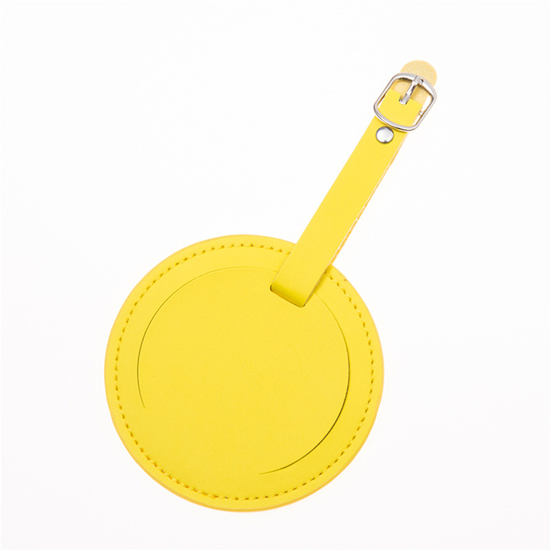 MH Fashion Solid Color PU Leather Round Luggage Tag Travel Accessories Name ID Address Label