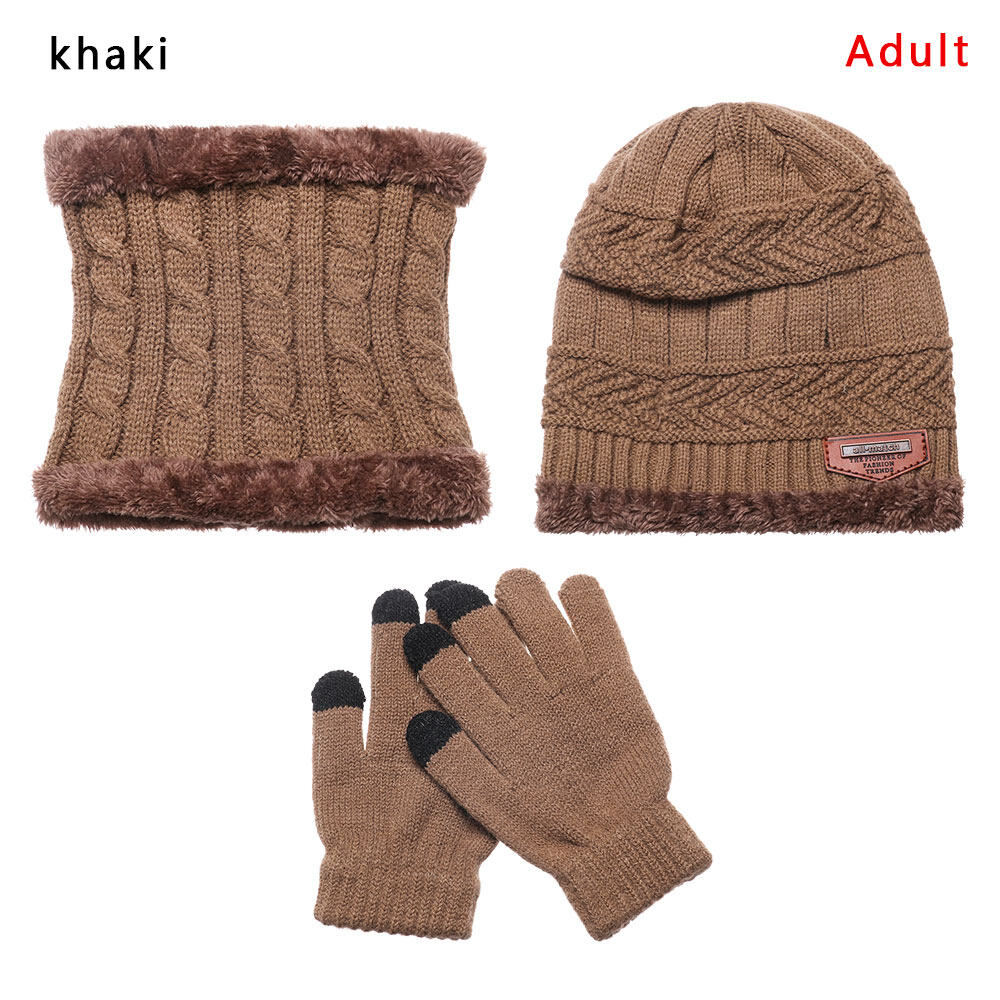 Winter Warmer 3 In 1 Mens Girl Beanie Hat And Neck Scarf Knitted Gloves Set