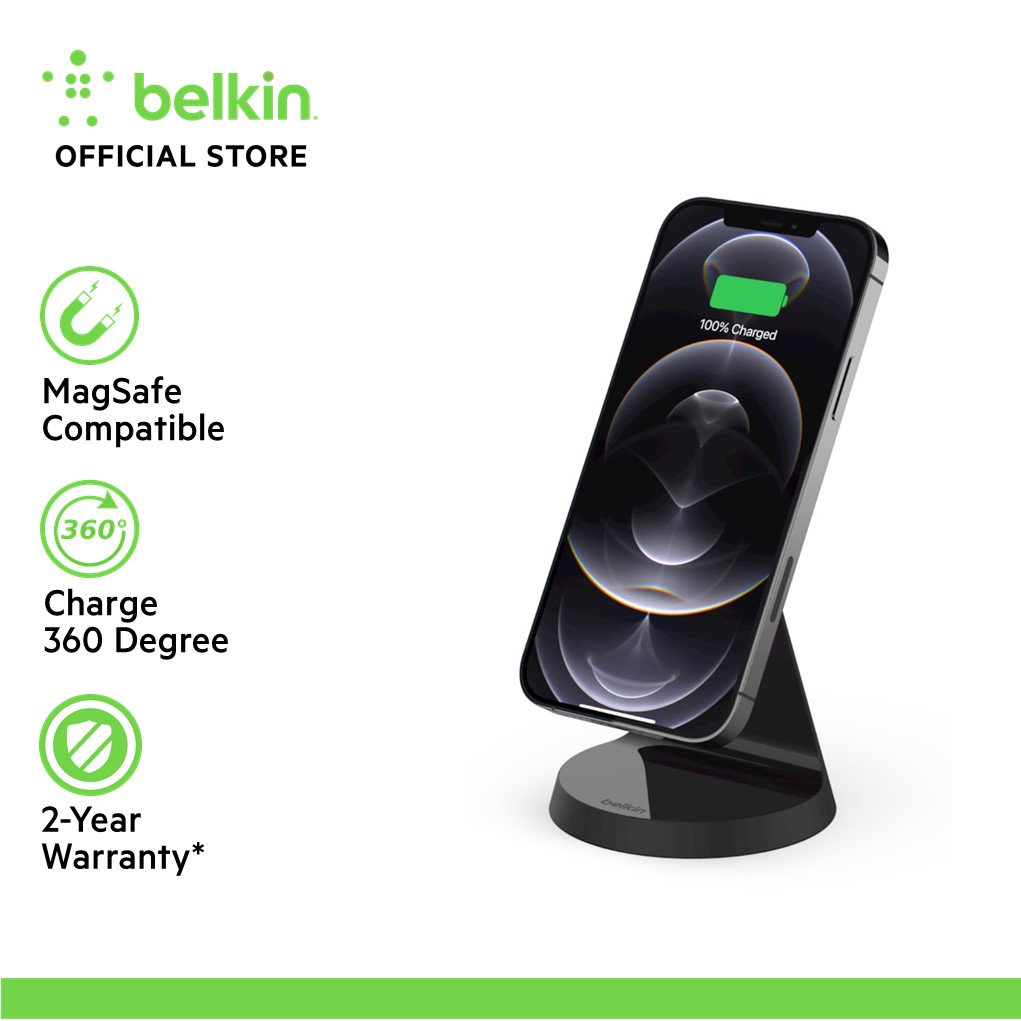Belkin WIB003my BoostCharge Magnetic Wireless Charger Stand 7.5W with Power Adapter