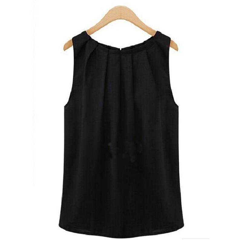 Fashion Model Shop Tank Tops Women Loose Casual Chiffon Solid Sleeveless Vest All-match Basic O-neck Tops For Women Female Clothing