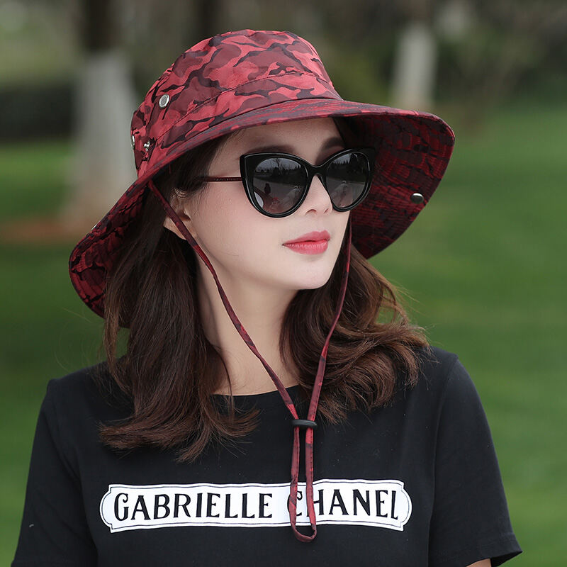 Summer Hat Female Camouflage Sun Hat Ladies Outdoor Cycling Fishing Mountaineering Sports Sun Protection Fisherman Basin Hat
