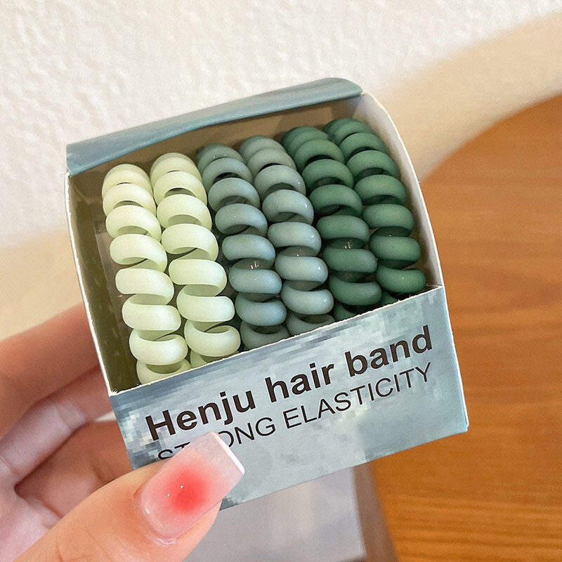1 Set Candy Color Telephone Line Hair Rope for Women Matte Frosted Solid Color Hair Ties Korean Style Simple Sweet Hair Rings Girls Female Headwear