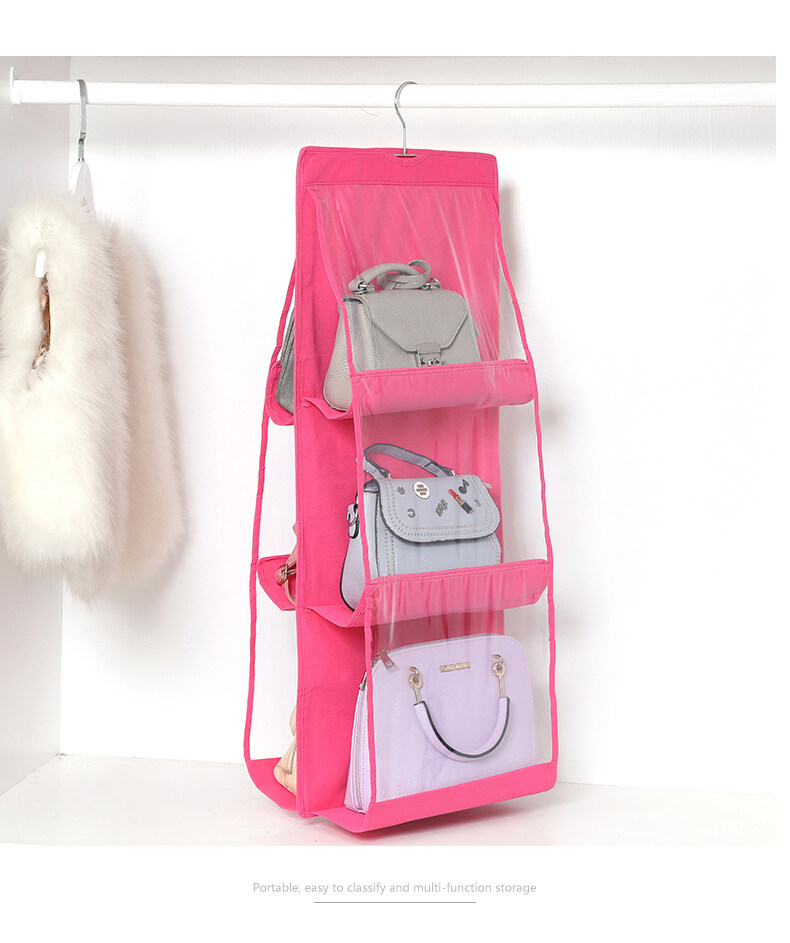 On sale 6 Pocket Foldable Hanging Bag 3 Layers Folding Shelf Bag Purse Handbag Organizer Door Sundry Pocket Hanger Storage Closet Hanger