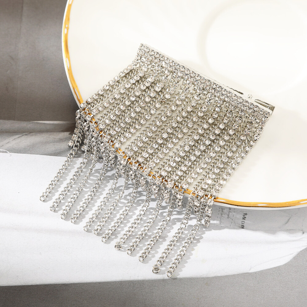 1pc Korean Rhinestone Tassel Hair Clip Fashion Pearl Crystal Metal Hairpin Woman Hair Accessories