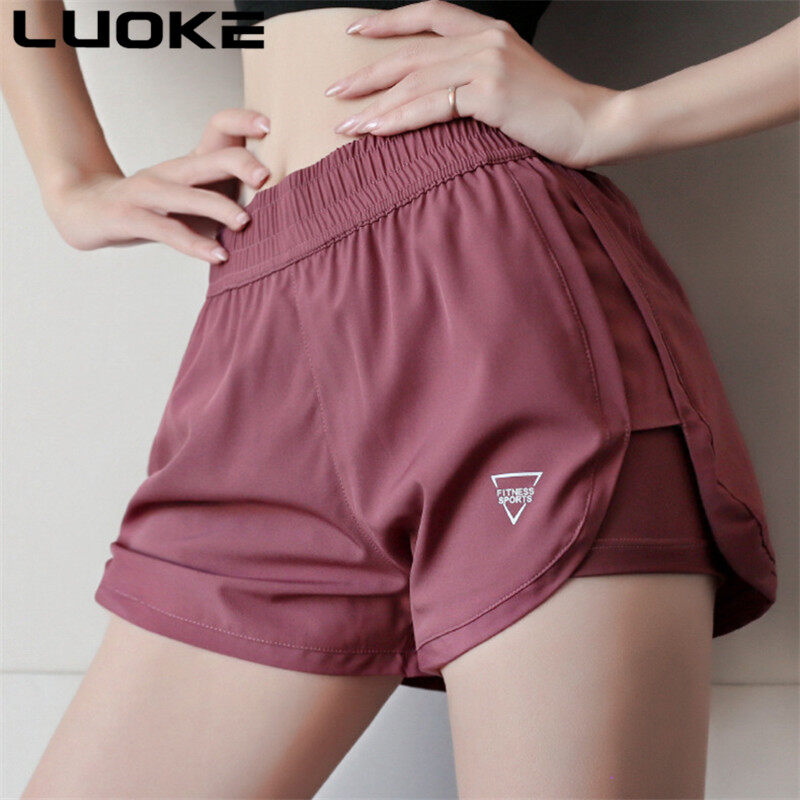 LUOKE Sport Shorts Women 2 In 1 with Pockets Sport Shorts Woman Gym Shorts Woman Fashion Printing Quick-drying Fabric