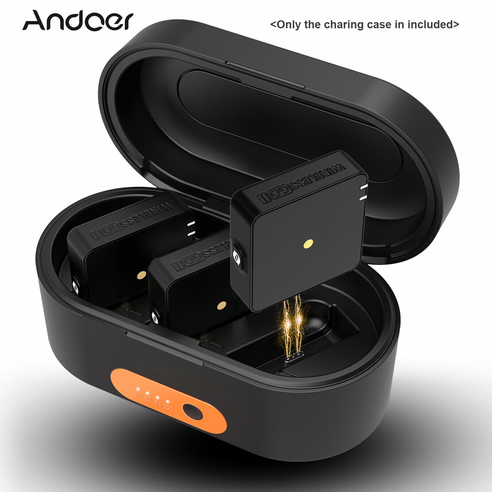 Andoer Wireless Microphone Charging Case 3-slot Charging Box with Type-C Input USB-A Output Indicator Lights Charger Replacement for RODE Wireless GO I/ GO II Microphone