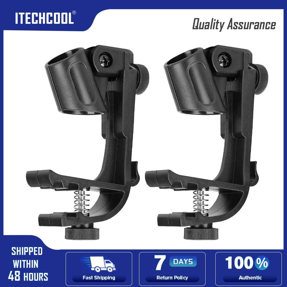 2x Microphone Clamp Stand Adjustable Shockproof Drum Rim Mic Clip On Mount Bracket for Show Studio