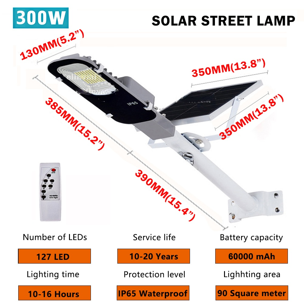 MIETUES 100W/200W/300W solar LED outdoor street light IP65 waterproof  remote control polycrystalline solar panel for outdoor street garden