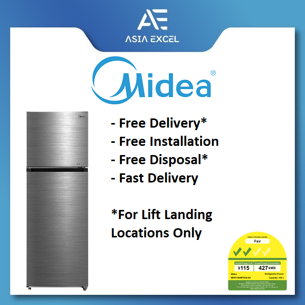 (Bulky) MIDEA MDRT489MTB46-SG 339L STAINLESS STEEL TOP FREEZER REFRIGERATOR