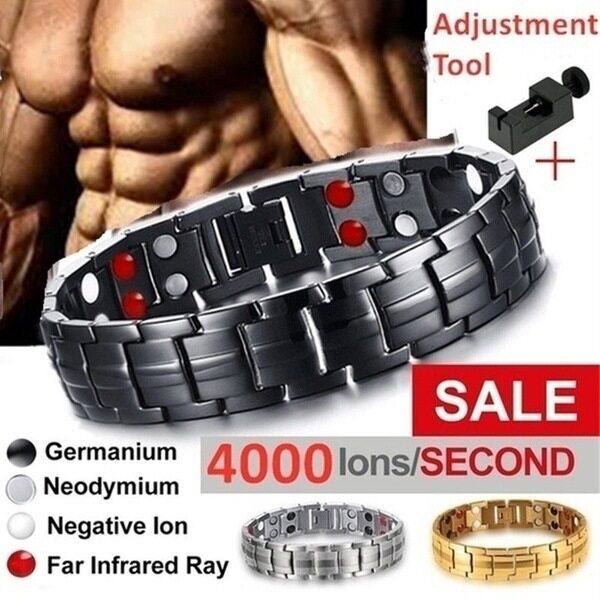 WGK 316L stainless steel Double Row Magnetic Therapy Bracelet men Magnet Bracelet Wish Bracelet Black Bracelet for men