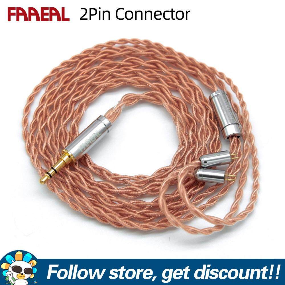 FAAEAL Earphone Cable High Purity Copper Replacement Headphone Wire 3.5mm Gold-plated Upgrade Earbuds Cable 2Pin 0.78mm Braided Upgraded Cable For Hibiscus BLON BL03 Moondrop Aria KATO KZ ZS10ZST ED16