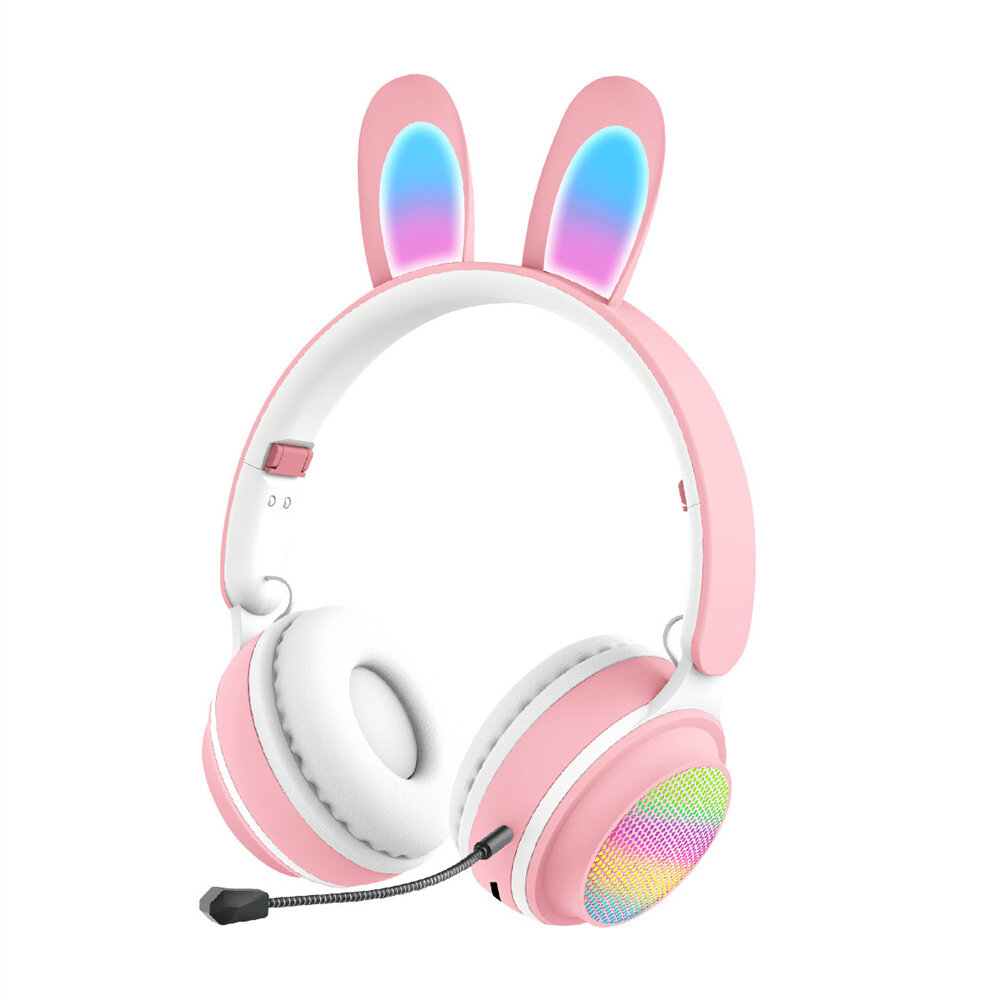 Original Soyto ST81M Light-up cartoon bunny headphones Cute bunny ears wireless headphones with microphone RGB LED Kids Girls stereo music Bluetooth headphones