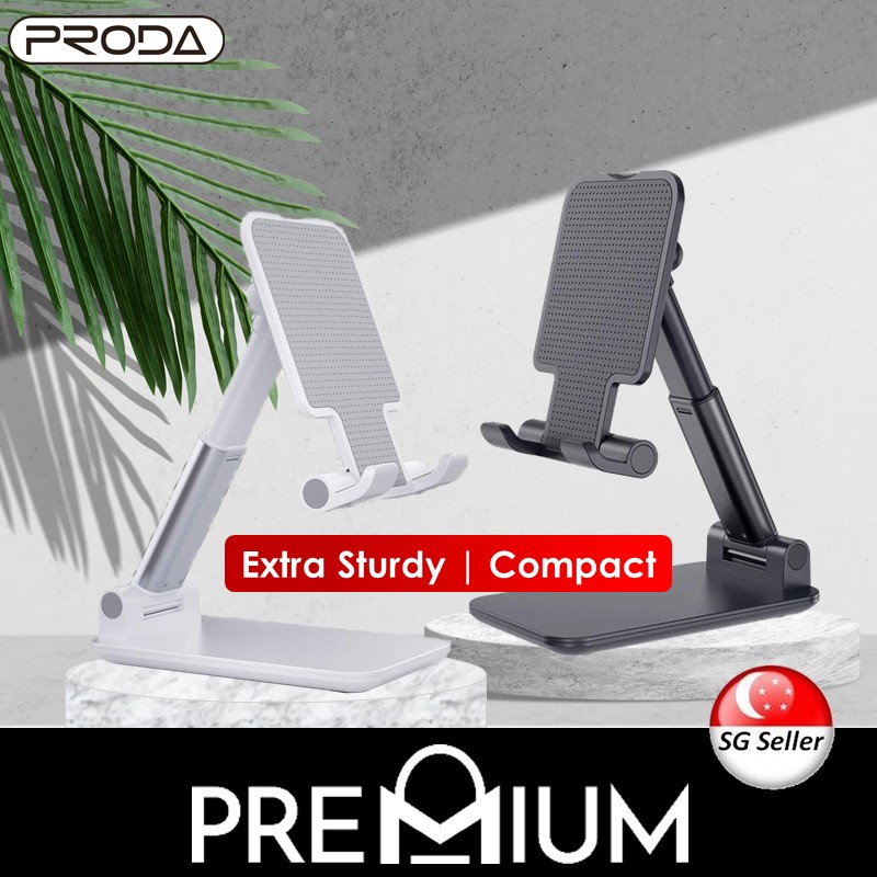 PRODA PD-C06 Folding Desktop Phone Stand Holder Compatible with Phone iPhone 13 12 Pro Max Mini 11 Pro Max Xs Xr 8 7 6 6S Plus Samsung S10 S9 S8 Note 10 9 8 Huawei P30 P20 Mate 20 OPPO Reno Z R17 R15 
