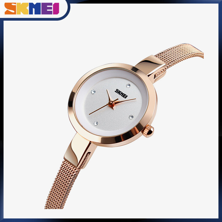 SKMEI New Women Fashion Watches Quartz Simlpe Casual Classic Stainless Steel Watch Waterproof Wristwatches 1390