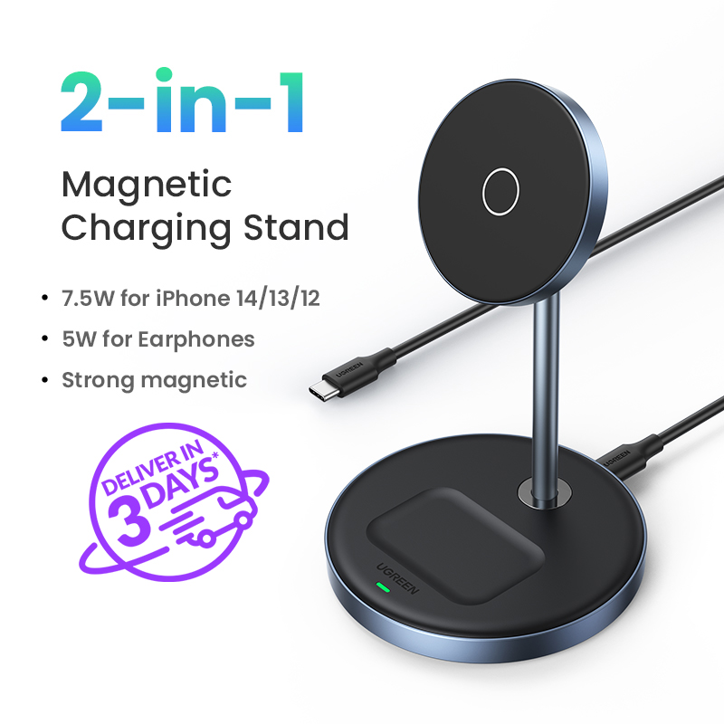 UGREEN 2-IN-1 20W Wireless Charger Magsafe Charger 7.5W for iPhone 14 Pro Max 14 Plus iPhone 13 Pro Max AirPods Pro/Max Xiaomi Air 2S Samsung S23 Ultra S22 Samsung Buds Phone Holder