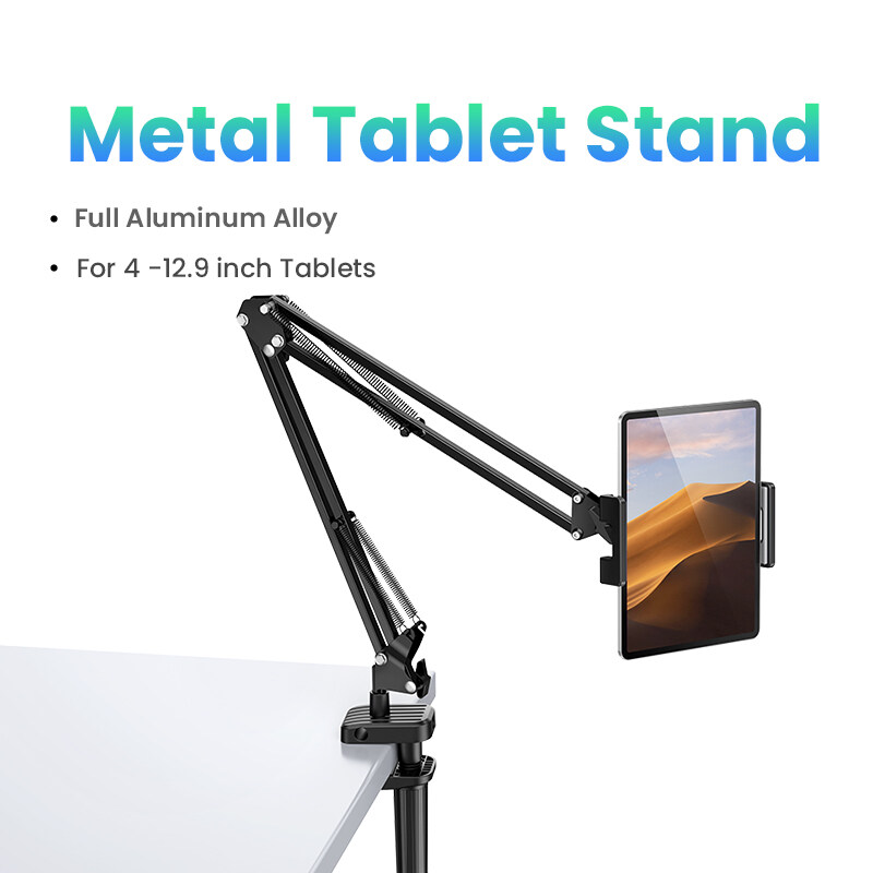 UGREEN Phone & Tablet Stand 360 Rotating Flexible Long Arms Tablet Stand Holder For 4-12.9'' Desktop Bed Lazy Metal Bracket Clamp for Samsung Vivo Xiaomi iPhone iPad Air Kindle E-Reader