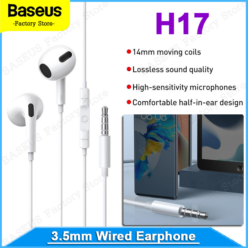 Baseus H17 Wired Earphones AUX 3.5mm with Microphone Wire-controlled In-ear Headphone for Music Headset