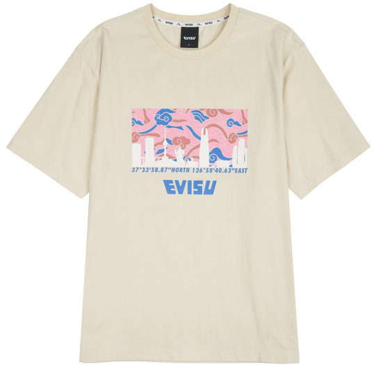 [EVISU KOREA] 100％ Authentic Cloud Print loose fit T-shirt
