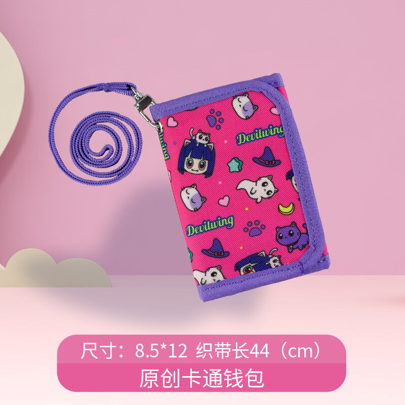 Korean Devilwing Little Devil Children's Wallet Primary School Girls Boys Cute Coin Purse Long Lanyard
