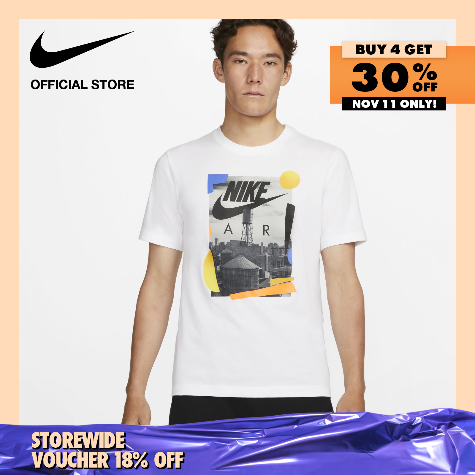 Nike Men's Sportswear Rhythm Photo T-Shirt - White