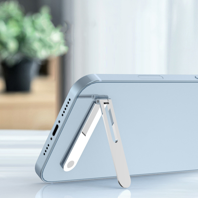 Invisible Metal Phone Holder Kickstand Mini Folding Desk Tablet Stand Mount Compatible with IPhone Samsung Vivo Oppo Xiaomi Ultra Thin Magnetic Socket