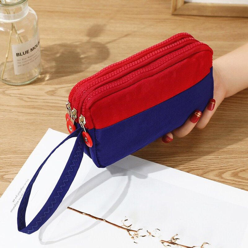 3 Zippers Lady Purses Women Wallets Brand Clutch Coin Purse Cards Keys Money Bags Canvas Short Girls Handbags