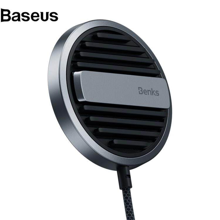 Baseus BENKS InvisiBoost Magnetic Wireless Charger with Folding Kickstand Heat Dissipation 15W Charging Pad Portable Ultra Thin Cordless Charger (MFM Certified)