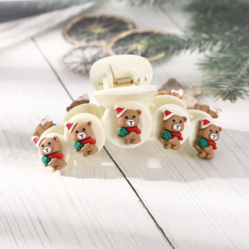 1pc Christmas Cartoon Cute Santa Claus Hair Clip Fashion Korean Sweet Girl Christmas Plastic Hairpin Tiara