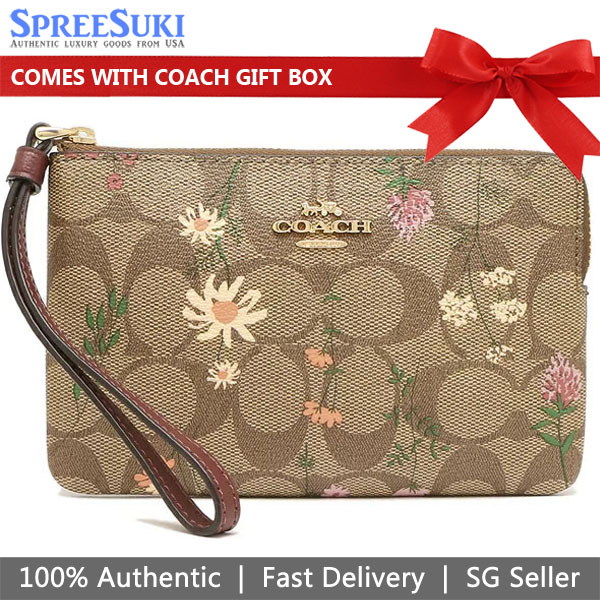 Coach Small Wristlet In Gift Box 100% Authentic Many Designs And Colours F58032 F80214 F67555 F87591 F87590