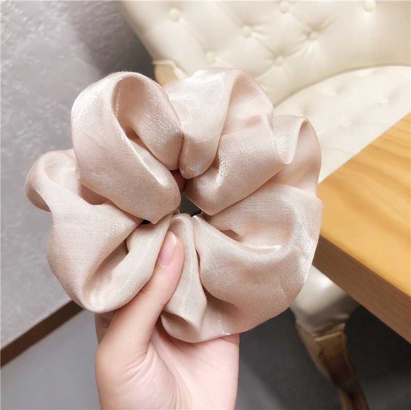 [SG | Fluffy] Vintage Pearly Light Silky Satin Big Scrunchies Women Hair Ties -  Big Scrunchy Hair Bands Elastic Hair Accessories Soft Large Scrunchies For Girl Women